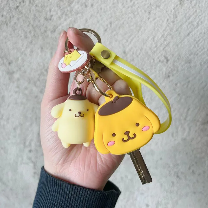 Sanrio Hello Kitty Keychain Silicone Cute Key Case KT Cat Pendant Cinnamoroll Kuromi Melody Access Control Card Case plush keychain key chain