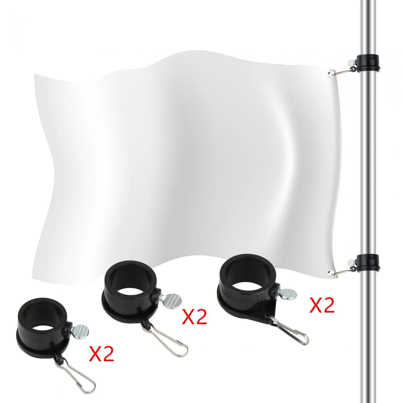 Flag Pole Attachments 2pcs Flag Pole Clips Clamp 360 Degree Rotation