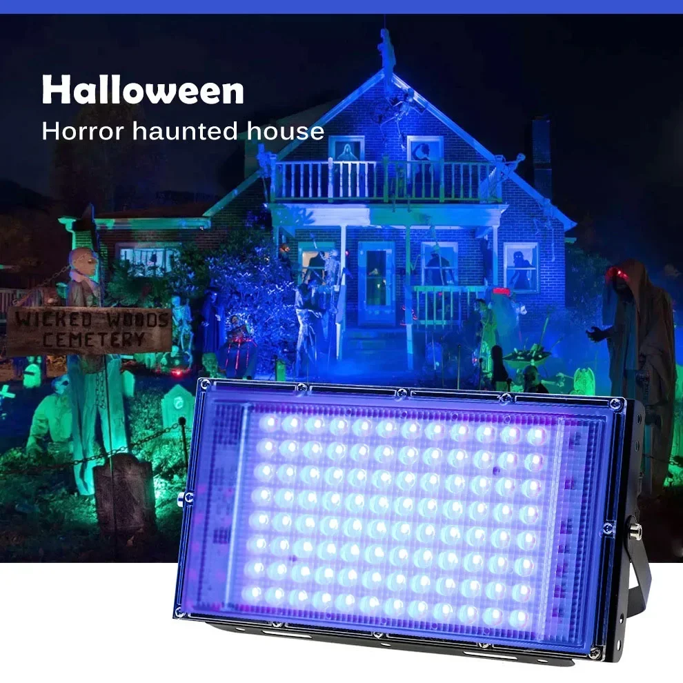 Uv floodlight 50/100/200/300W floodlights 365nm UV curing light Fluorescent party Stage Theater purple light LED atmosphere floodlight