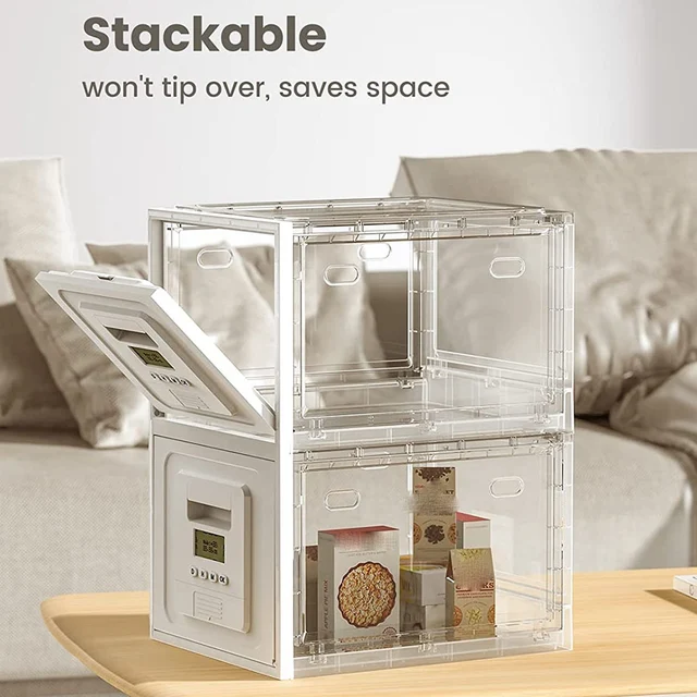 【Shopper’S-Favorite!】Timed Lock Box For Medication Safe Clear Lockable Storage Box For Home Safety,For Kitchen 2
