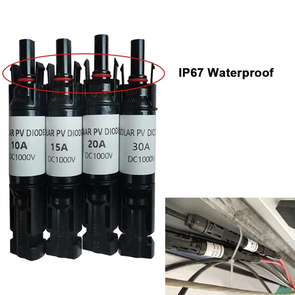 Solar Panel DC Diode 20A 30A Connector PV System Connector Blocking Diode For PV Solar Panel Parallel Connection Protection 4pcs solar panel connector cable