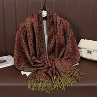 [T792] Luxury Fashion Bohemian Paisley Designer Thick Ethnic Style Jacquard Scarf Women Muslim Hijab Tassel Shawl Wrap Pashmina - Image 4