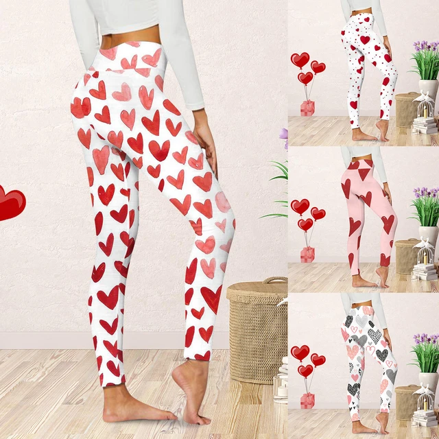 Womens Leggings Valentine Day Cute Print Casual Comfortable Home