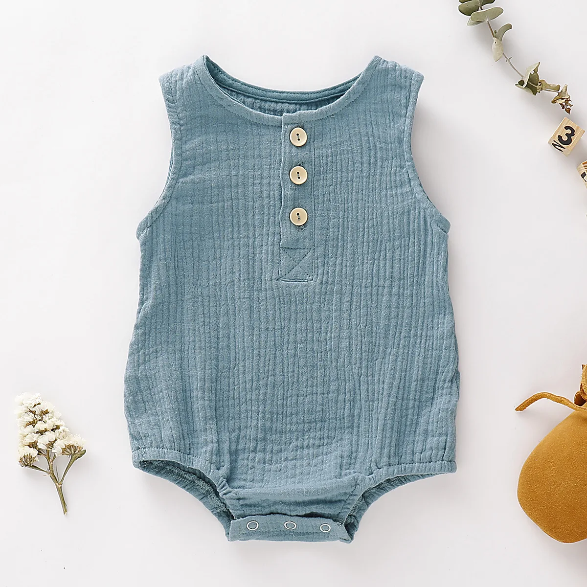 Summer Newborn Infant Baby Boys Girls Romper Muslin Jumpsuits Sleeveless Newborn Rompers Fashion Baby Clothing 2