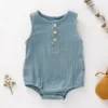 Summer Newborn Infant Baby Boys Girls Romper Muslin Jumpsuits Sleeveless Newborn Rompers Fashion Baby Clothing 2