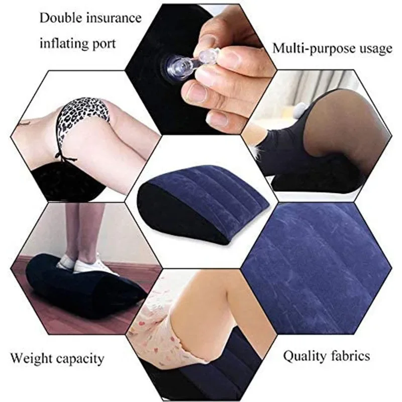 Description Picture 3 of itemInflatable Pillow Multifunctional Body Pillow  Lumbar Yoga Pillow Support Air Cushion Triangular Pillow Couples Home Supplies