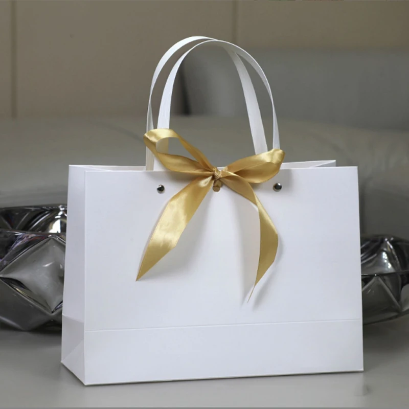 

10pcs Portable Gift Bags For Wedding Birthday Party Custom Logo Shopping Bag Clothing Cosmetic Jewelry Gifts Packaging Paper Bag