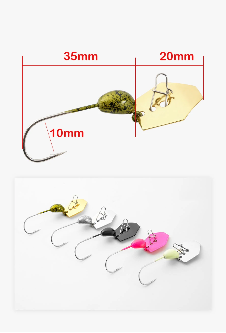 5 teile/paket Jig kopf haken mit spinner 4,5G locken haken DIY weichen köder haken Spinner Für Weichen wurm Wobbler locken angelgerät – Detail 2