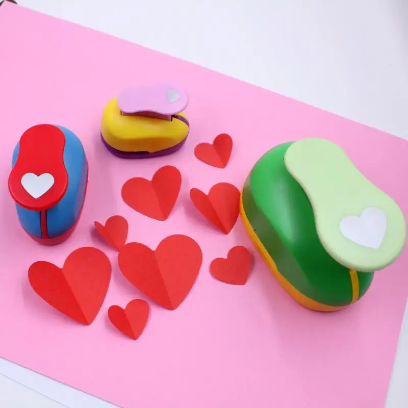 1PC Plastics Heart Hole Punch DIY Embossing Device Children's Educational  Embossing Machine Manual Paper Cutter School Supplies