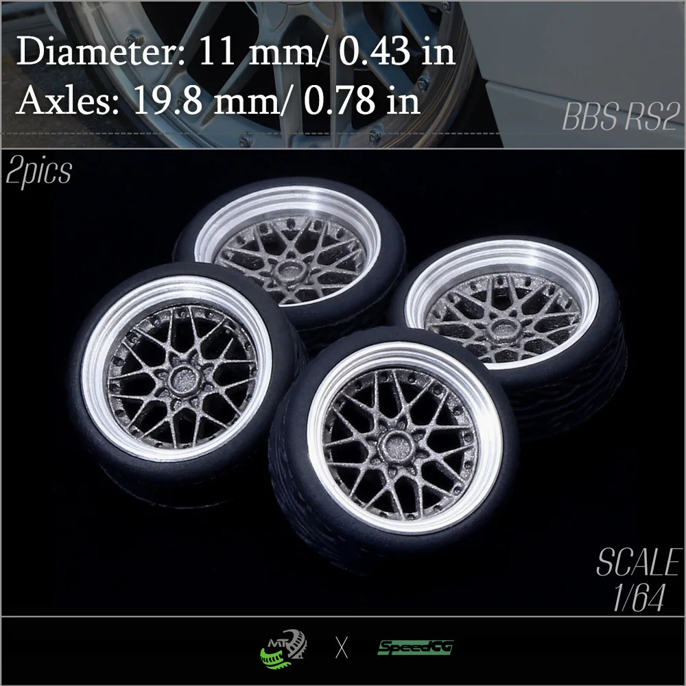 Speedcg 1/64 금속 외부 링 휠, 고무 타이어 키트 포함, 럭셔리 모델 자동차, Tomica 레이싱 카 개조 부품, 직경 10mm 및 11mm