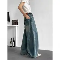 Jean Baggy à jambes larges pour hommes, Streetwear unisexe, pantalon de danse Hip Hop, coupe ample, surdimensionné, survêtement urbain, vêtements de danse de rue 2