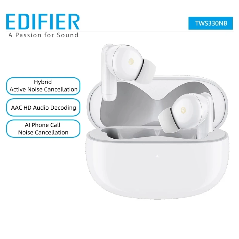 Fone de ouvido híbrido sem fio Edifier tws330nb