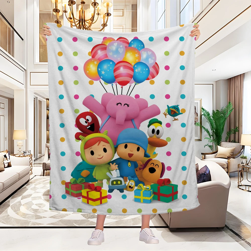 Plush Dolls P-POCOYO Blanket Picnic Flannel Throw Blanket For Bedroom Warm Soft Custom DIY Quality Bedspread Gift Idea 5