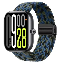 Nylon Braided Magnetic Buckle Adjustable Loop Strap Bracelet in Breathable Design for Redmi watch 4 5 6 (Camouflage blue)