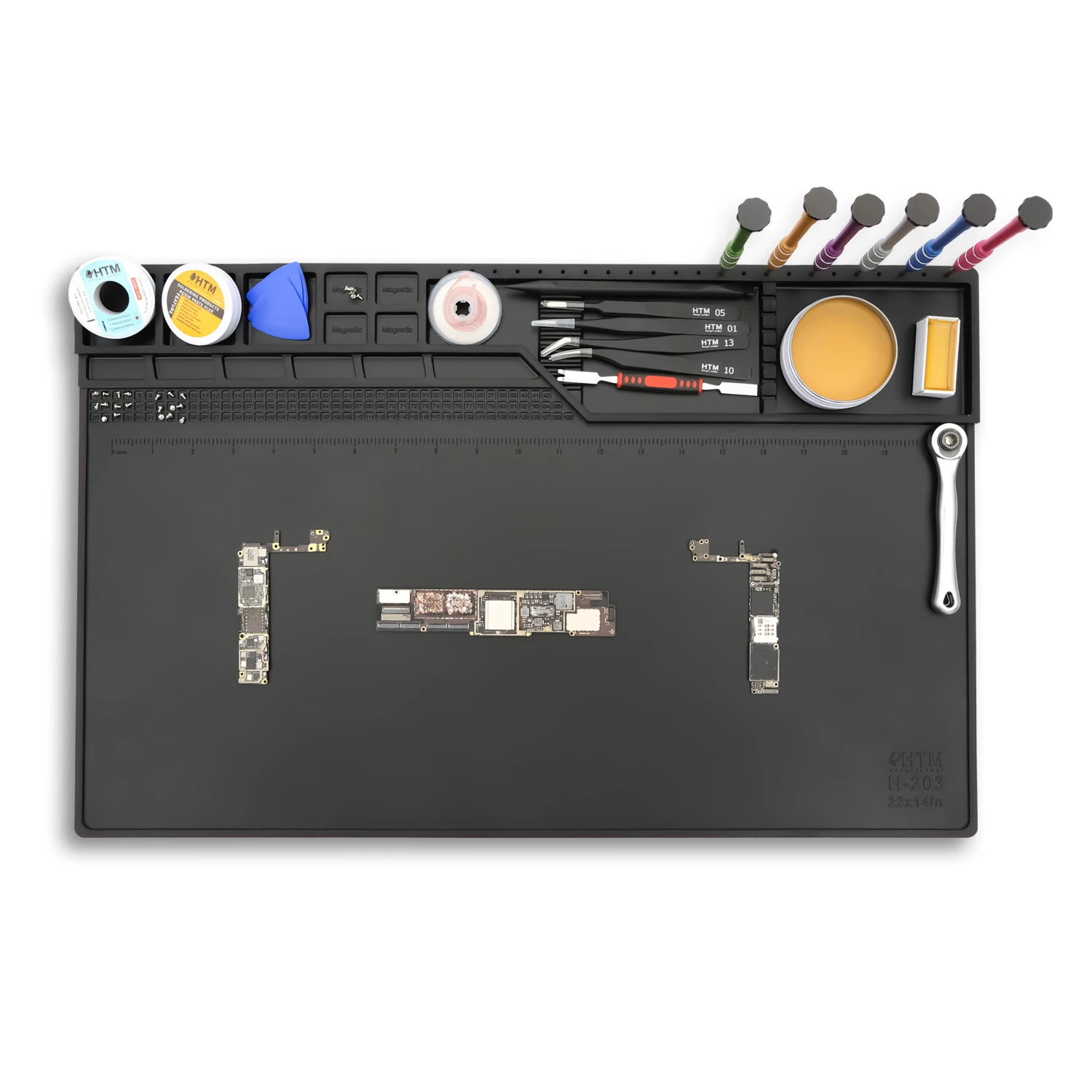 Hittebestendige soldeermat, siliconen, soldeermat, 500 °C, hittebestendige werkmat voor solderen, reparatie, gereedschap, lassen, elektronische reparatiemat (30 x 20 cm