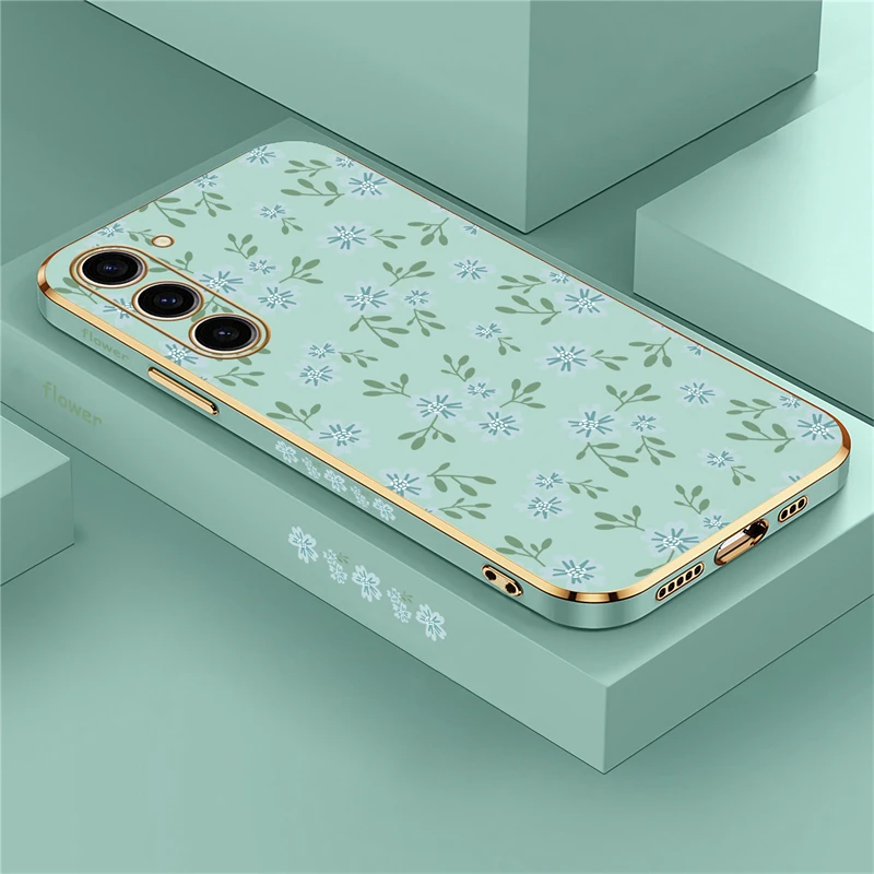 Elegant Floral Silicone Shockproof Back Cover - Plating Finish
