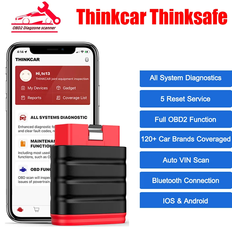 

Thinkcar Thinksafe Auto Diagnostic Tools OBD2 Scanner Bluetooth Full System Code Reader 5 Reset OBD 2 PK Thinkdiag THINKCAR PRO