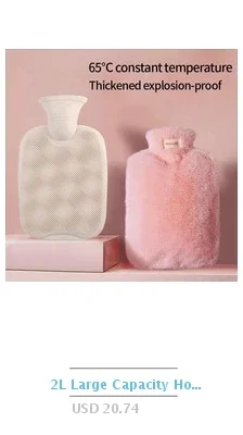 Description Picture 4 of item2000ml Hot-water Bag Cover Plush Hot Water Bottle Protecter Soft Hand Warmer Portable 2L Hot-water Bag Winter Warming Products