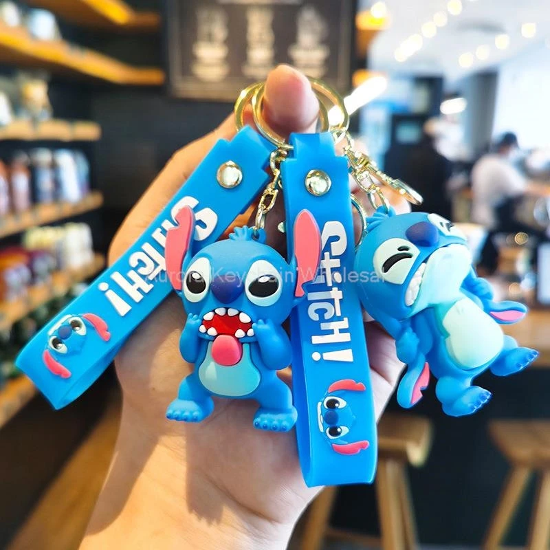 Anime Keychain Disney Cartoon Mickey Mouse Minnie Lilo & Stitch Doll Keyring Ornament Car Pendant Kids Gifts