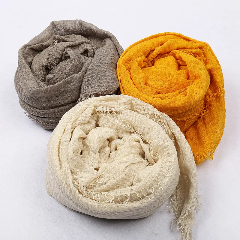 Pay attention to size selection Plain Wrinkle Wrap Cotton Long Shawl women Crinkle Hijab Shawl Muslim Head Hijab scarf wholesale