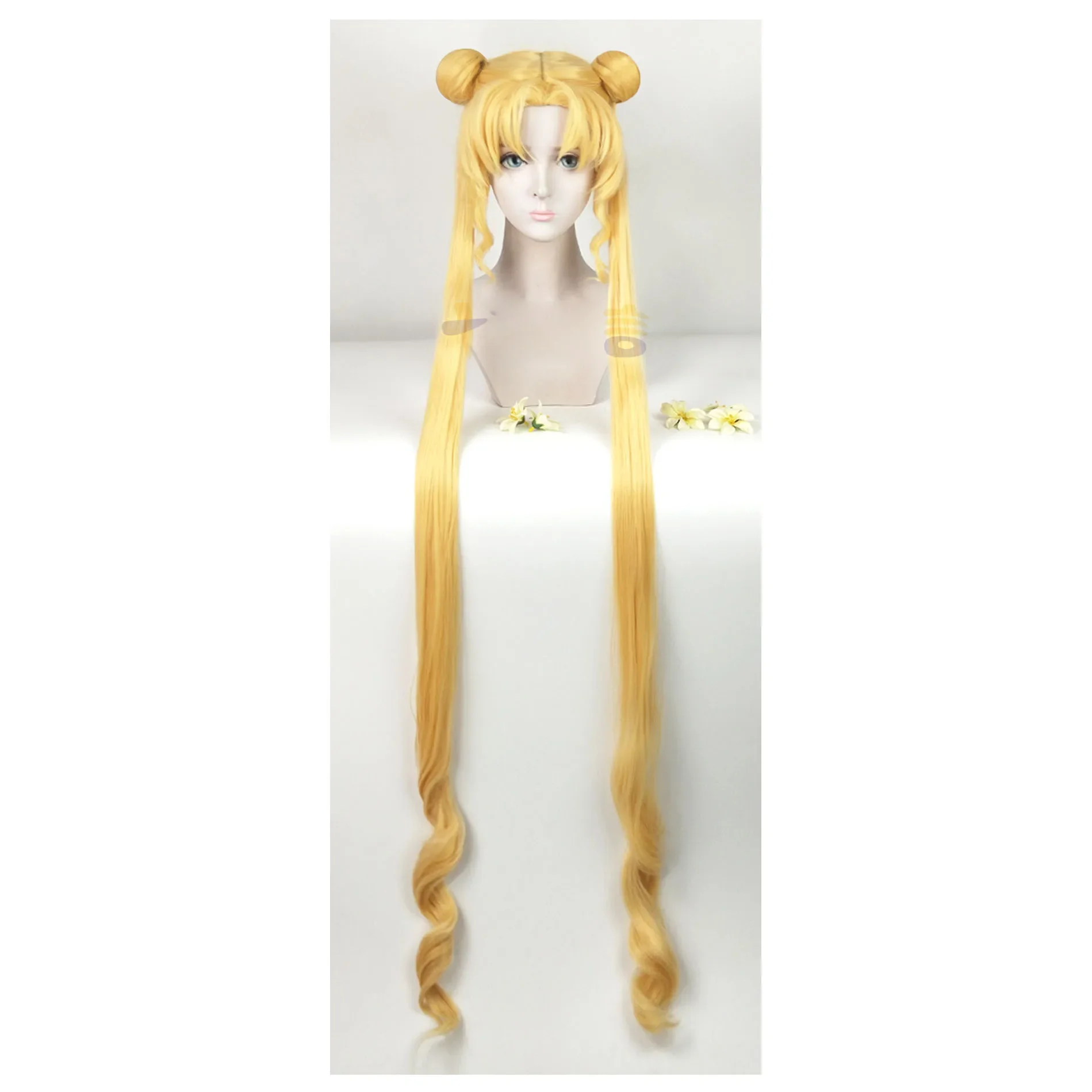 

Серена Tsukino Usagi косплей парик Энни 130 см блонд серебристый двойной длинный хвост термостойкие синтетические волосы парики + шапочка парик
