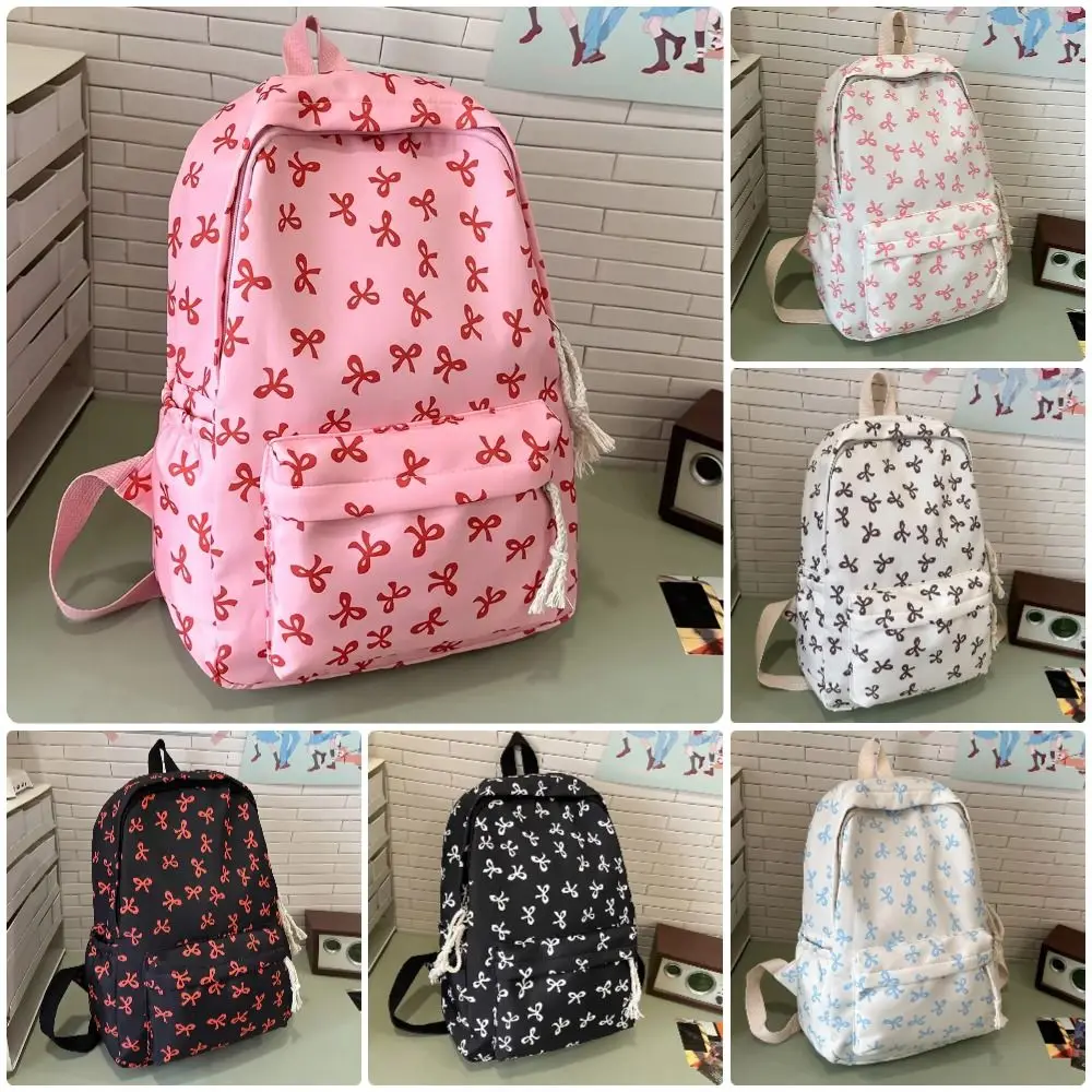 1Pcs New Lightweight Bow Backpack Nylon Cute Students School Bag Large Capacity Storage Bag for Girls 5