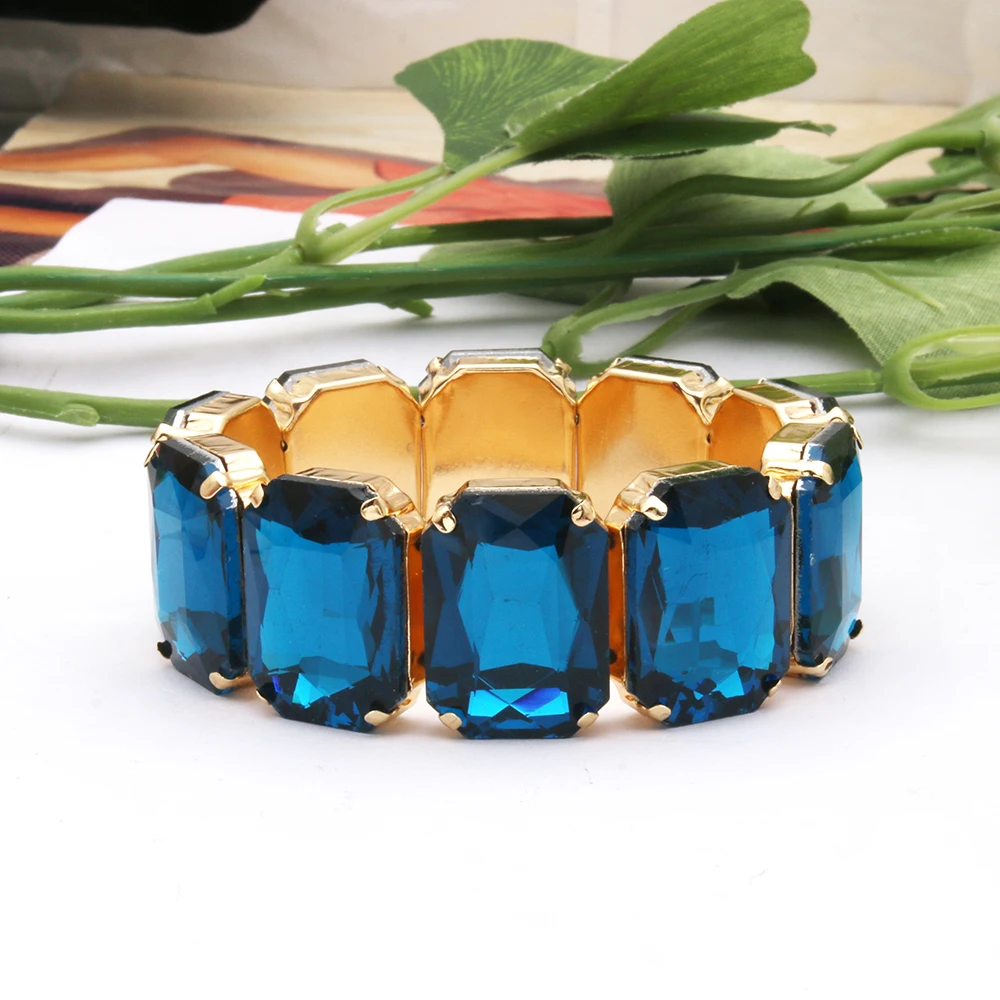 Christmas Bracelet For Women's Exaggerated Large Glass Geometric Square Beading Wedding Bride Jewelry 4