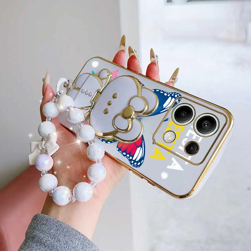 Dancing Butterfly Phone Case Set with Lanyard and Rabbit Stand