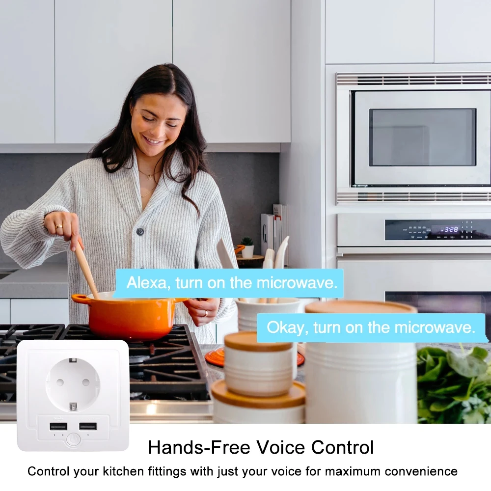 Tuya Wall EU 소켓 Zigbee 3.0/Wifi 2 USB 충전 포트 독립 제어 타이머 스위치 Alexa Google 홈으로 프로그래밍 가능
