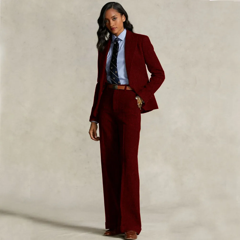 Women's Herringbone Suit 2-piece Set (jacket + Pants) Formal Suits for Women Single-breasted Elegant Women's Sets Lapel Fashion