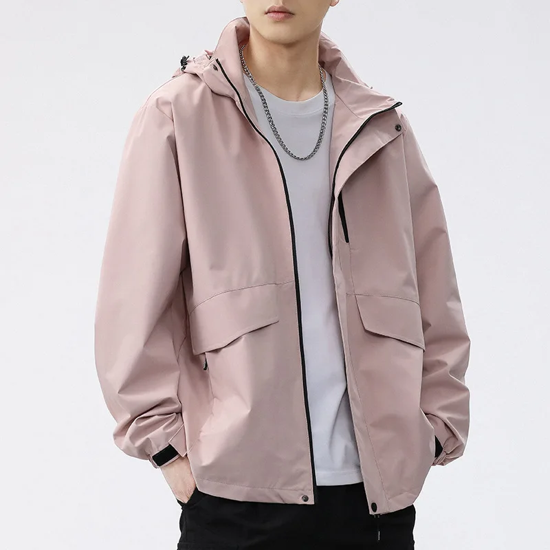 Sports Jacket for Boys 2025 New Loose Casual Hooded for Spring Autumn Solid Color Windproof Waterproof - 3