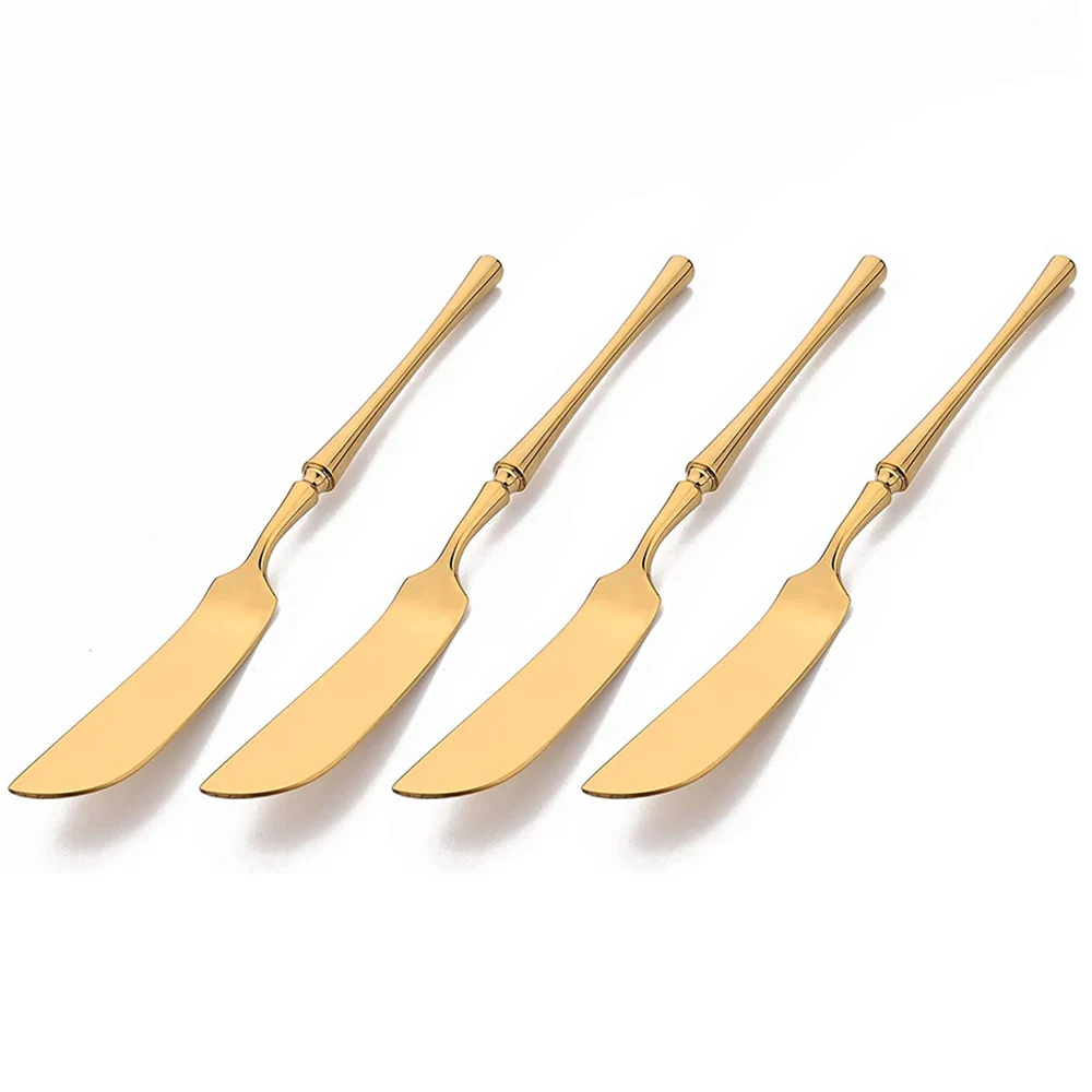 2/4Pcs Gold Butter Knife Pizza Cheese Knife 18/10 Stainless Steel Cutlery Cream Knives Breakfast Toast Bread Kichen Tools