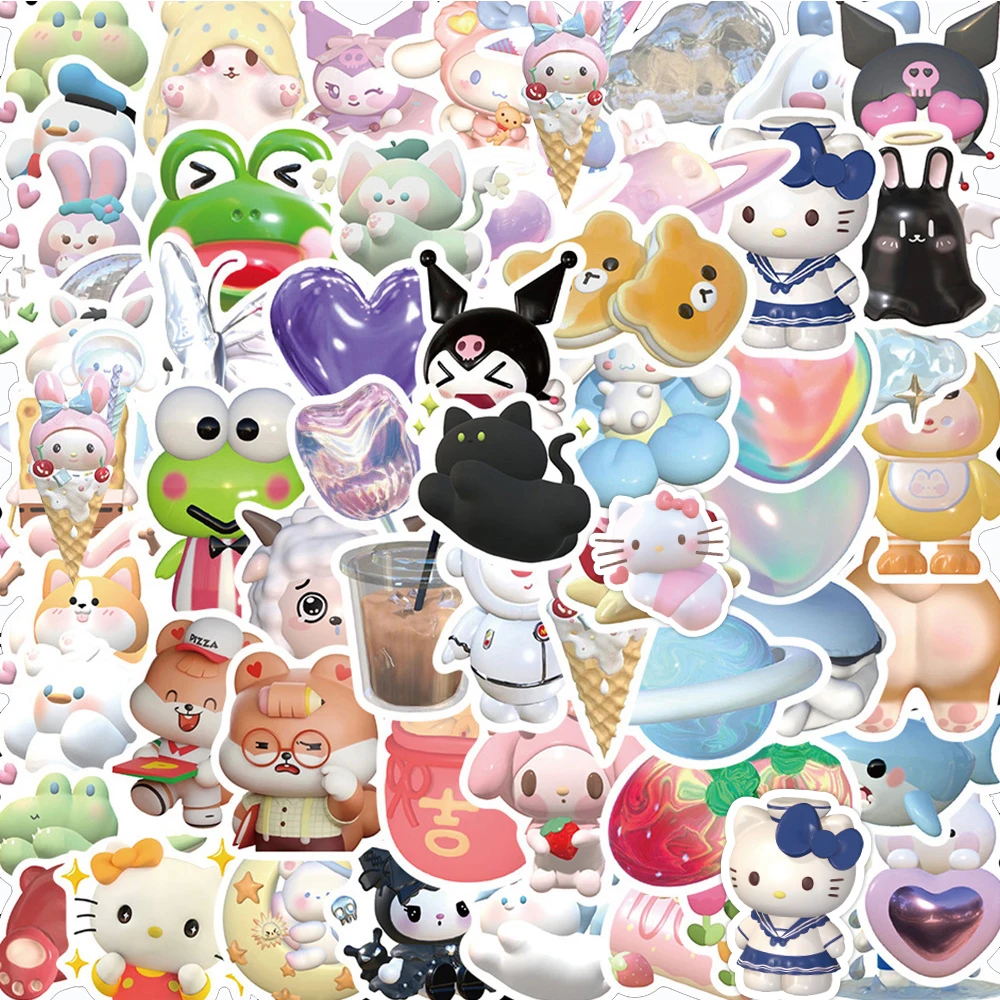 50/100pcs Cartoon Sanrio Stickers Kuromi My Melody For Kid DIY Scrapbooking