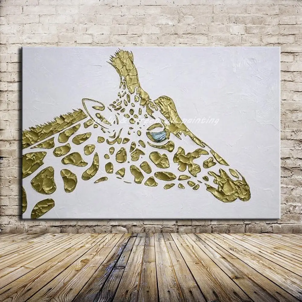 

Mintura,Hand-Painted Animals Oil Painting on Canvas,Modern Abstract Giraffe Paintings Wall Art Pictures for Room Home Decoration