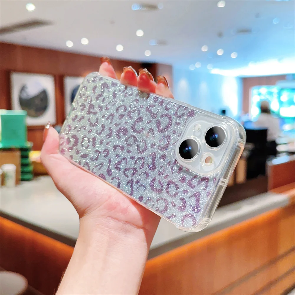 „Lase Leopad“ apsauginis telefono dėklas, skirtas „iPhone 15“, 14, 13, 12, 11, „Po Max Mini XR XS X 7 8 Plus“ ir atsparus smūgiams, minkštas TPU dėklas._voghion.com