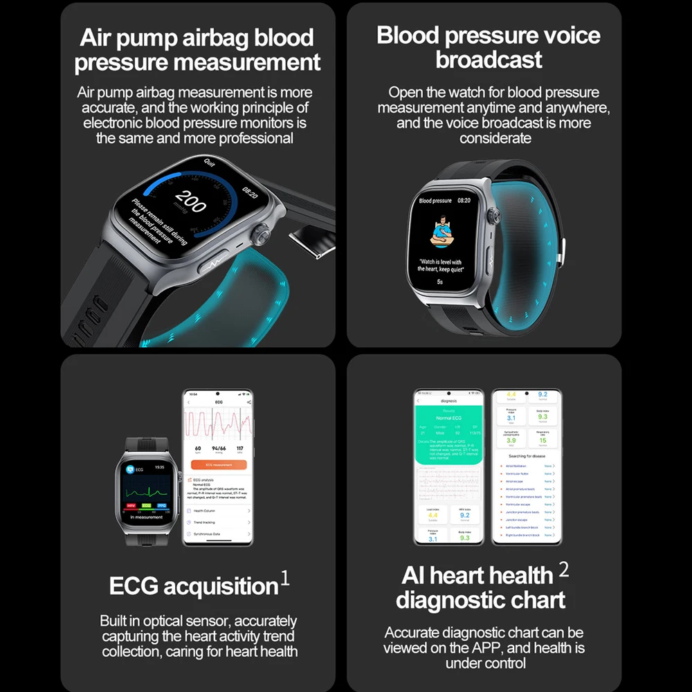 For huawei 2025 New Airbag air Pump Smart Watch health watch men ECG True Accurately Blood Pressure Uric Acid Blood Lipids watch 2