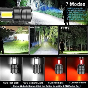 Rechargeable Led Flashlights Super Bright Flashlight 7 Modes with COB Work Light Powerful Handheld Flash Light for Home, Camping 2