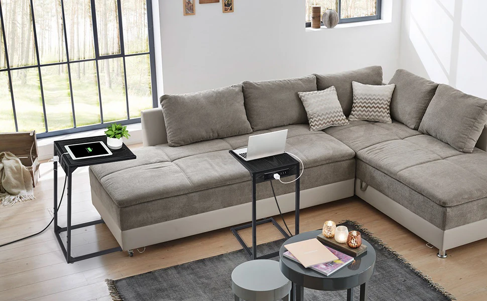 C Shaped End Table Set of 2