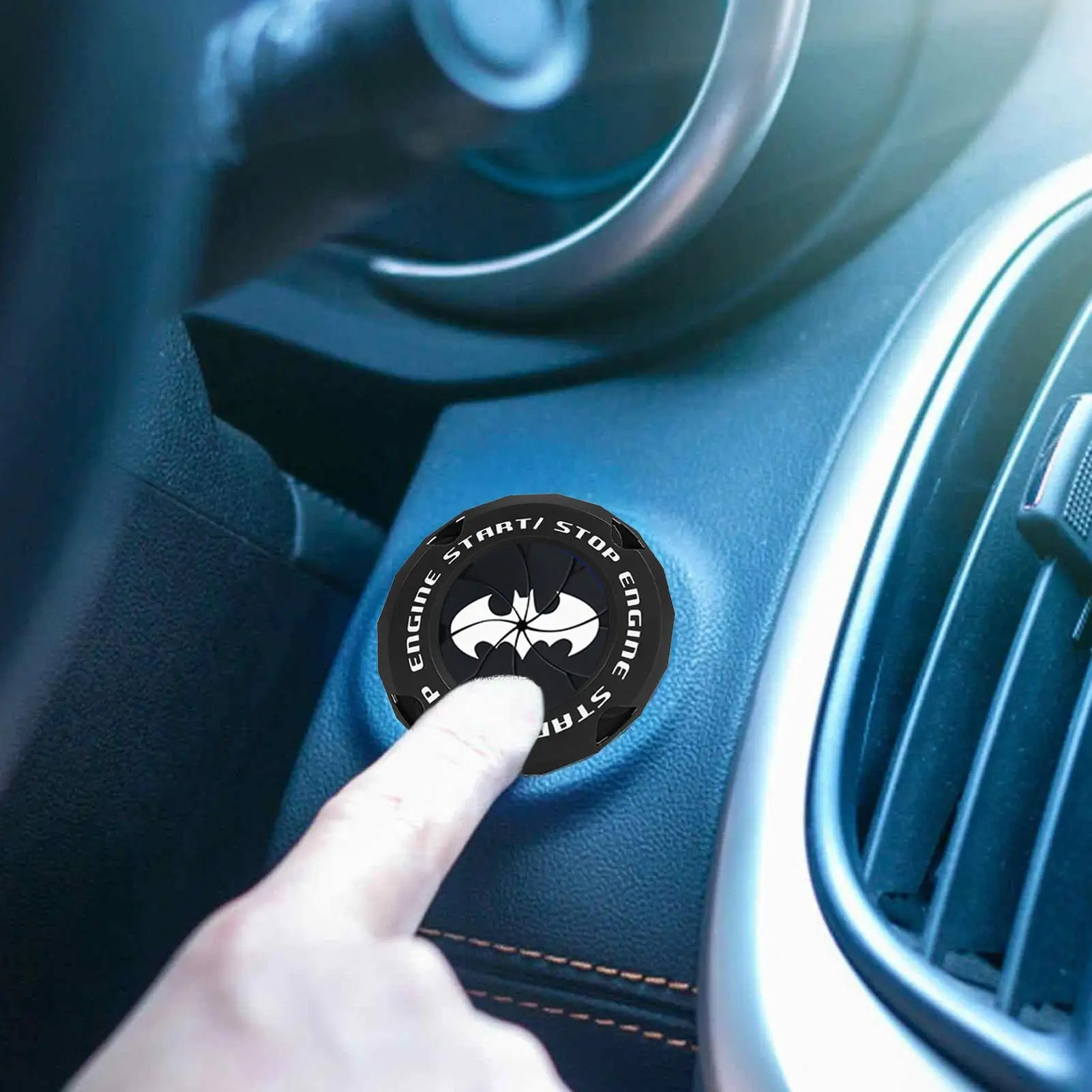 Bat Design Push Start Button Cover - Decorative and Protective Car Accessory