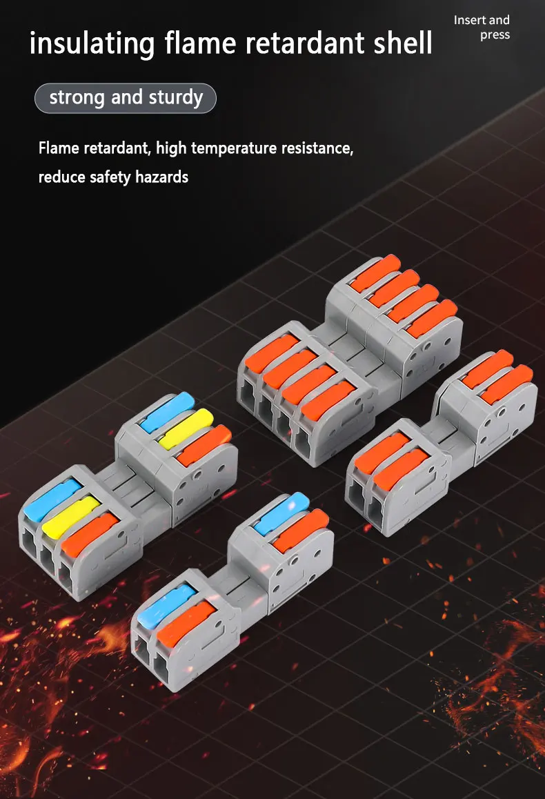 Description Picture 5 of item1/5/10Pc NEW Mini Fast Wire Cable Connectors Universal Compact Conductor Spring Splicing Wiring Connector Push-in Terminal Block