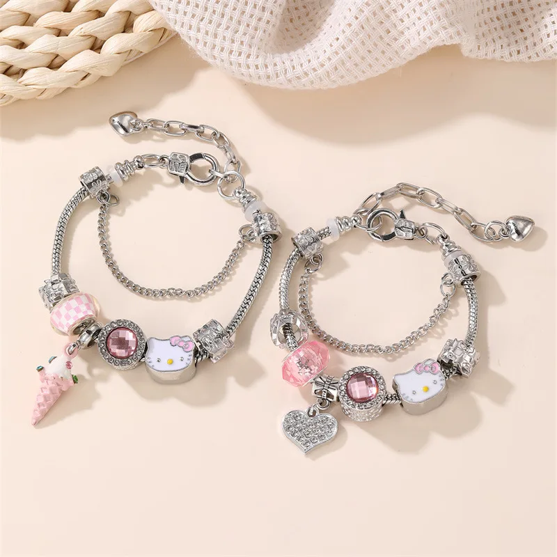 سوار "هلو كيتي" اللامع بطبقتين – لمسة من الأناقة ا...