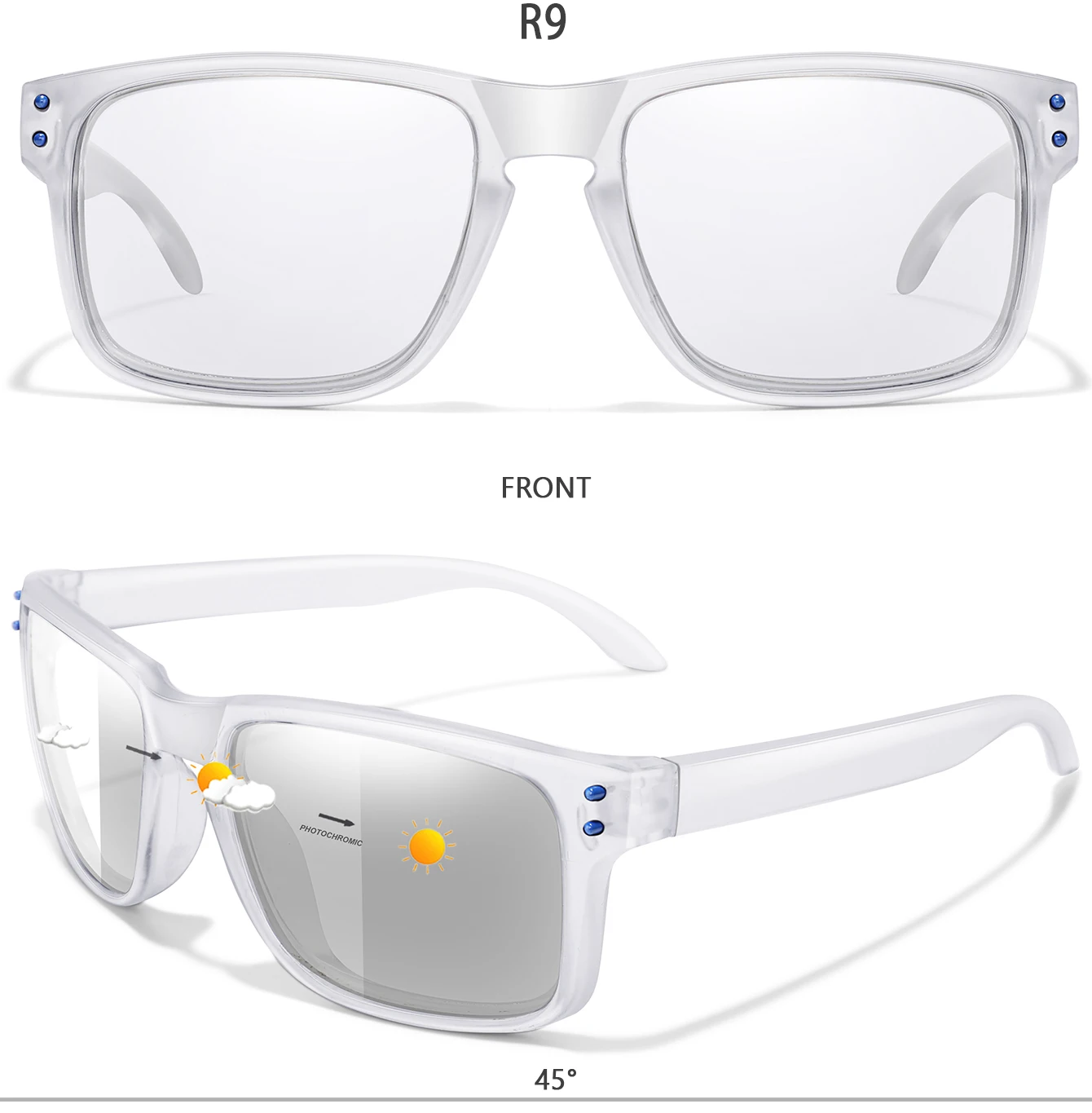نظارات شمسية لركوب الدراجات Photochromic للرجال ، نظارات مربعة ، مقاومة للرياح ، نظارات كلاسيكية ، رياضة خارجية ، MTB ، دراجة ، أزياء بسيطة