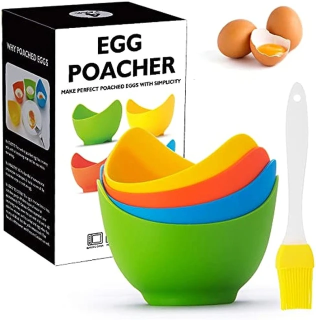 4 Pack Egg Cooker Set Non Stick Silicone Egg Poaching Cup Poached