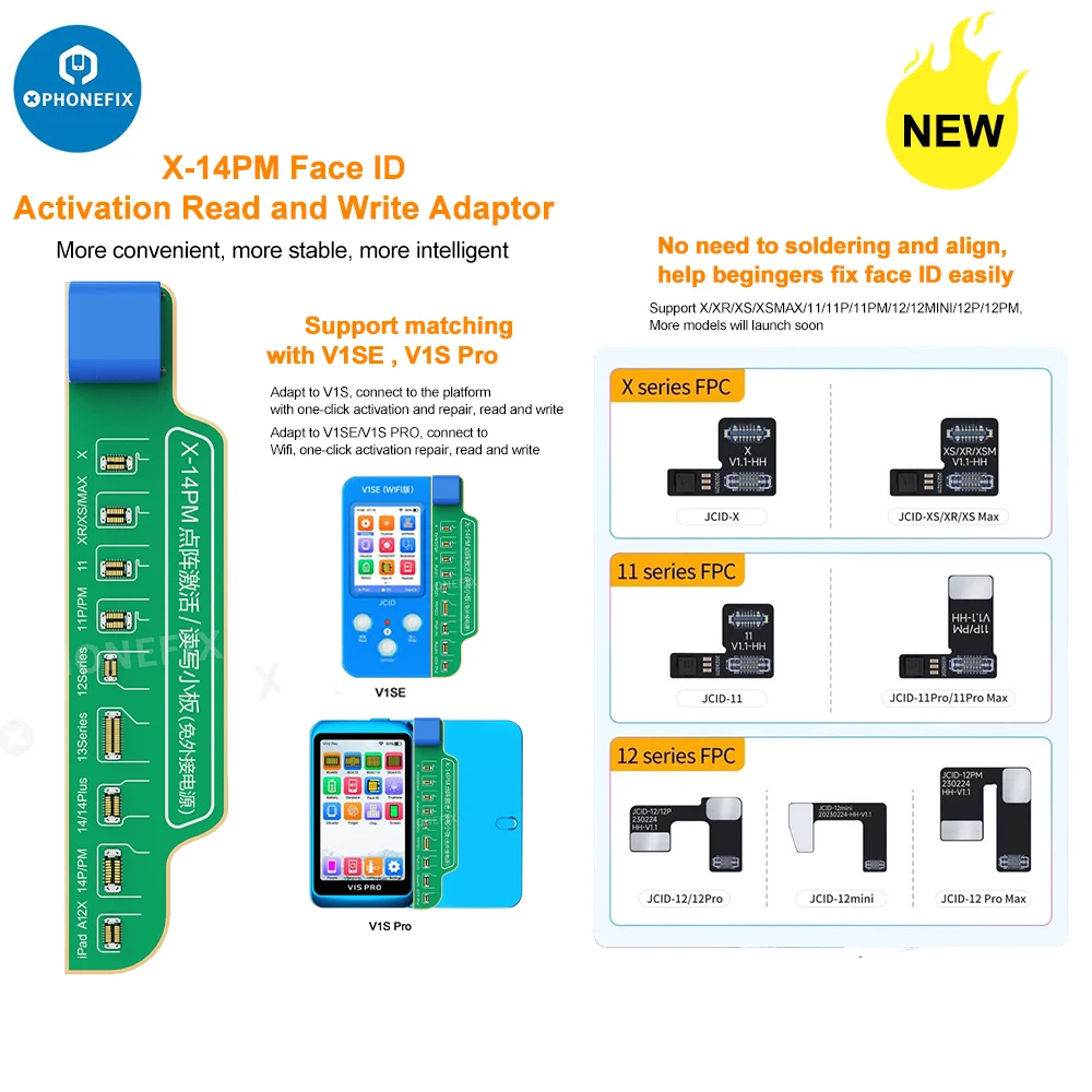 JCID Non-removal Face ID Repair FPC flex cable for iPhone X-14 Pro Max Mini Face ID issues fix DOT-Projector No Neeed Soldering