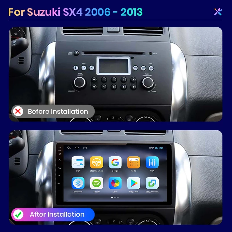 4G 64G 9 Bluetooth autoradio voor Suzuki SX4 2006-2013/FIAT