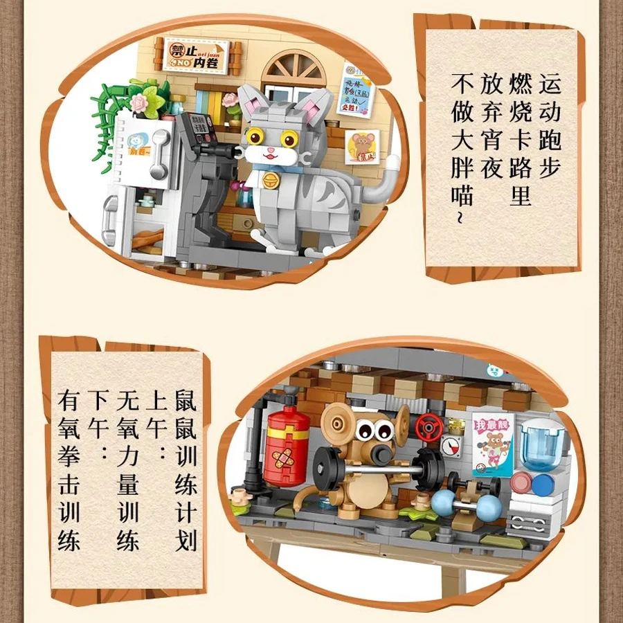 Cute Animals Cats Mice 3D Block Painting Building Block DIY Assembly Puzzle Toys Desktop Ornaments Brick For Children Xmas Gifts