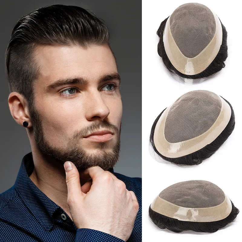 MaleWigHairProsthesis6FineMonoHumanHairWigMenToupee130