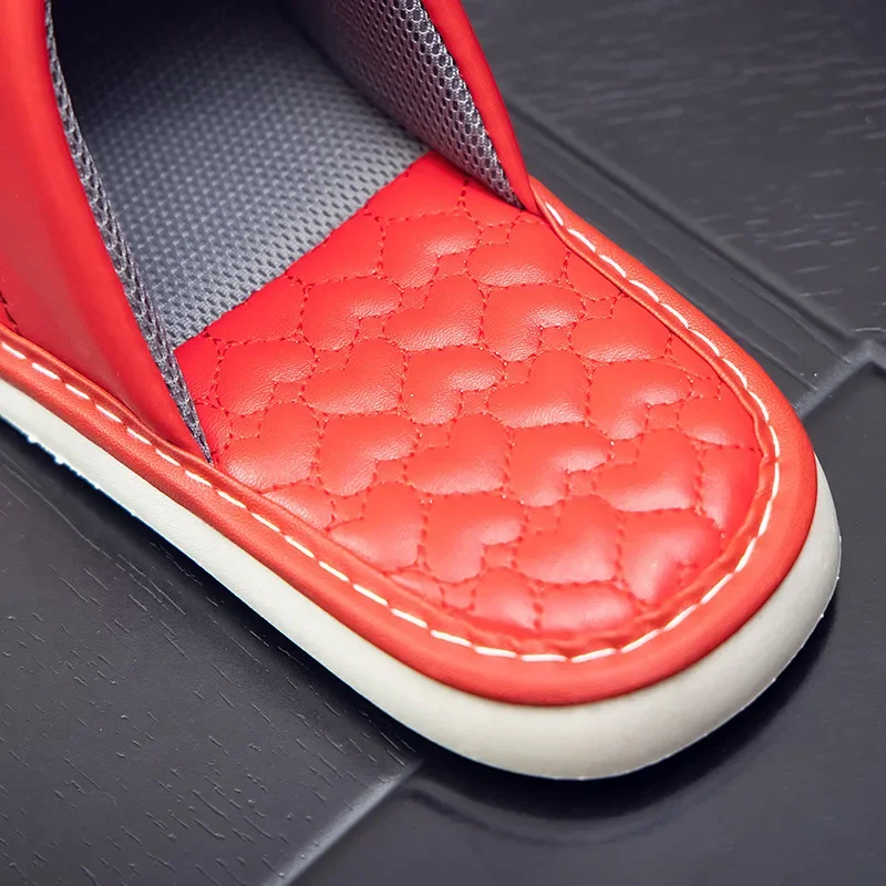 Waterproof Leather Slippers Women Men Spring Summer Home Floor Slides Women Non-Slip Soft Sole Indoor Slipper Couple Shoes