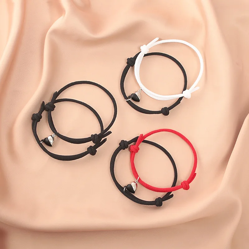 

Fashion trendy black and white love magnet Milan rope couple bracelet a pair of rope bracelet jewelry accessories