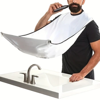 Grembiule con bavaglino per barba, raccoglitore per capelli con bavaglino per barba per rasatura, mantello da barba antiaderente con ventose, accessori per toelettatura per uomo